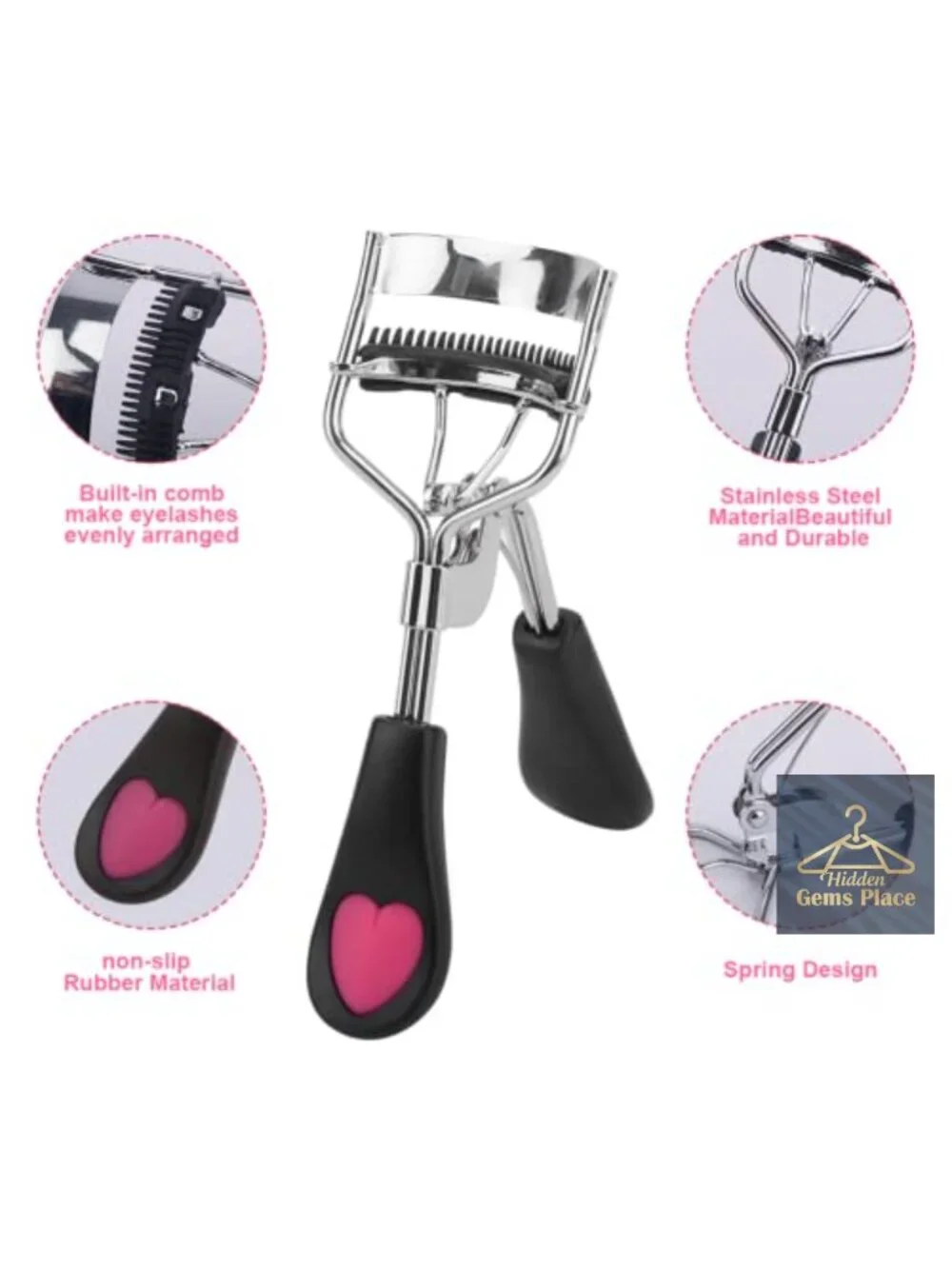 Eyelash Curler Set, 3-in-1 with Comb & Brush, Refill Pads, Applicator
